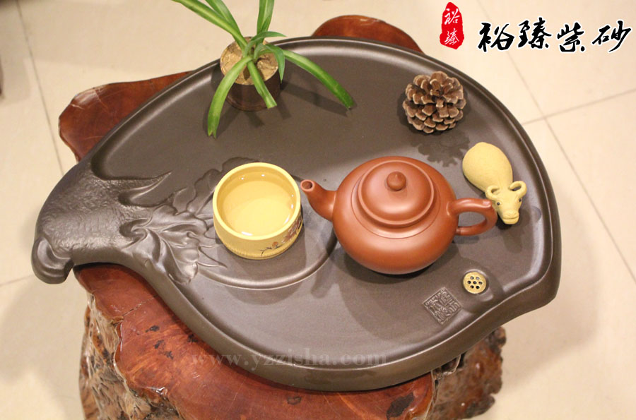 紫砂茶具寿桃茶盘图2